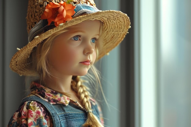 La chica americana de moda con el sombrero genera Ai