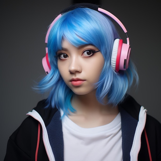 chica anime con auriculares