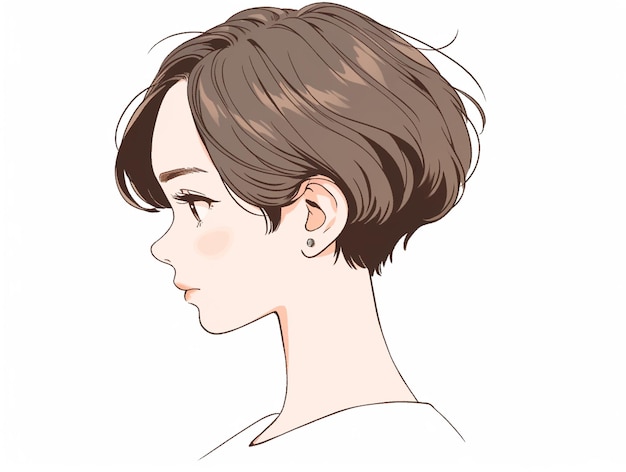 chica de anime con cabello corto y pendientes en el perfil generativo ai