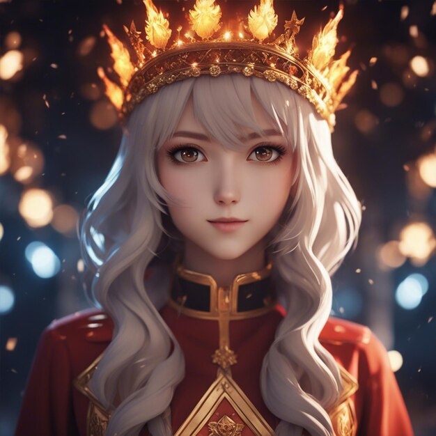 La chica del anime con la corona de fuego papel tapiz