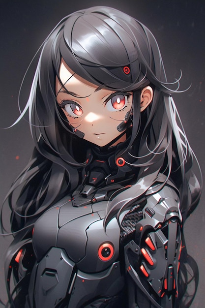 Chica anime cyborg con traje espacial manga futura ilustración generada por IA