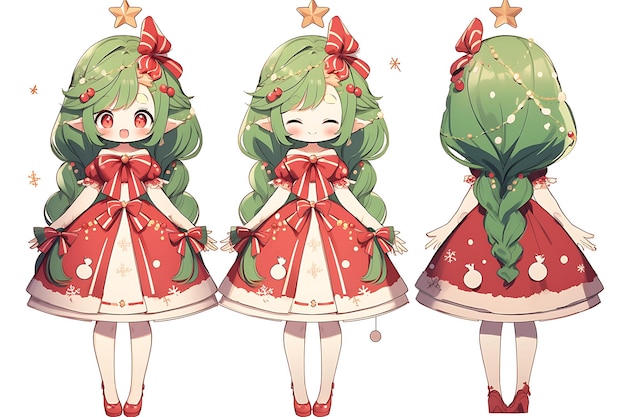 Chica Animé Diseño De Personajes Hoja De Cambio Lindo Estilo De Moda Kawaii Modelo De Personaje De Anime