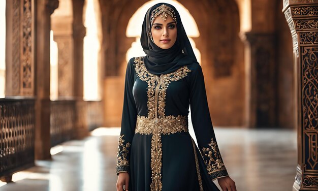 Foto una chica árabe con un hermoso vestido.