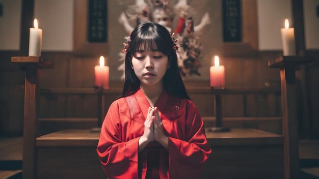 Chica asiática con antecedentes de rituales satánicos