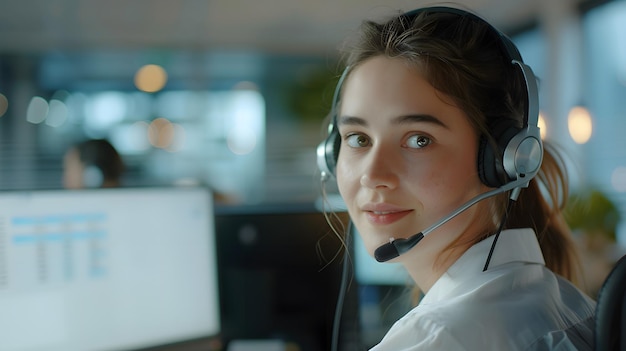 una chica con un auricular en la cabeza
