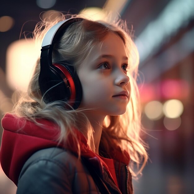 La chica con los auriculares.