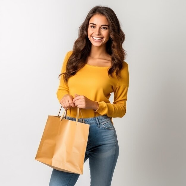 Foto la chica con la bolsa de compras