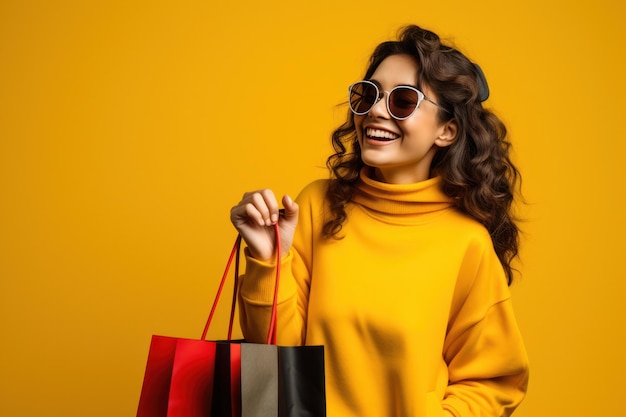 La chica con las bolsas de compras