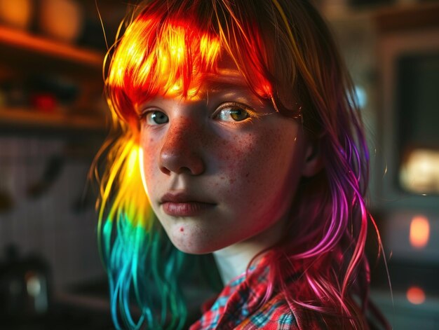 Una chica con el cabello colorido