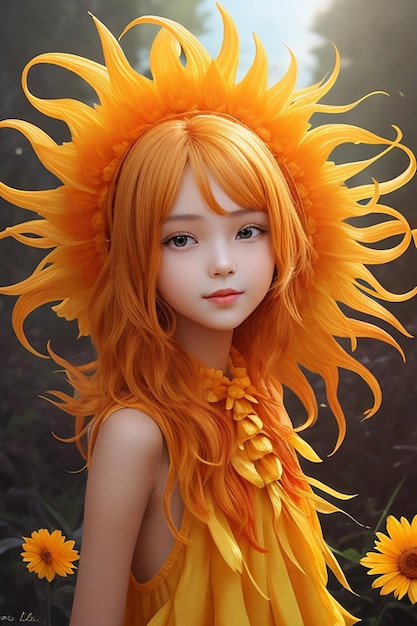 Una chica de cabello naranja Foto generada por Ai