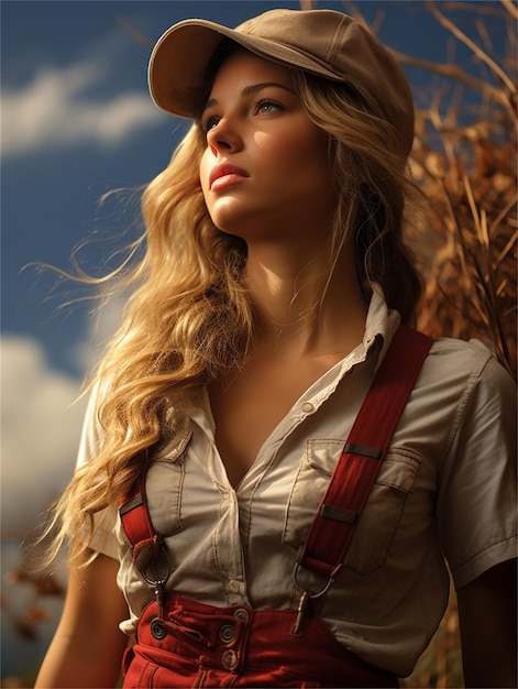 Una chica con cabello rubio y un sombrero