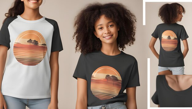 una chica con una camisa que dice "sol" en ella