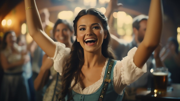 CHICA CELEBRANDO EL OKTOBERFEST CON UNA SONRISA NIG