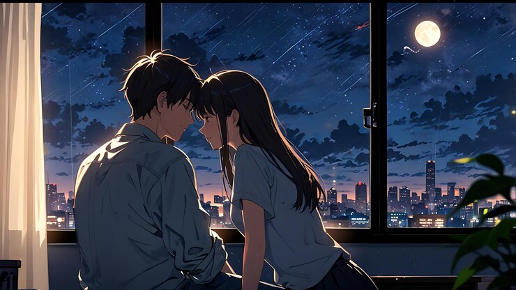 una chica y un chico están mirando al cielo
