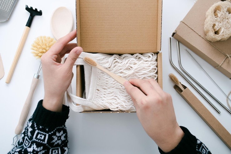 Foto la chica colecciona regalos al estilo de la vista superior sin desperdicio