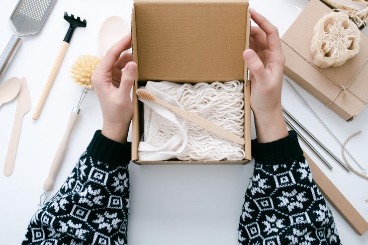 Foto la chica colecciona regalos al estilo de la vista superior sin desperdicio