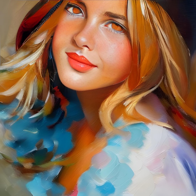 Chica de color de pintura al óleo