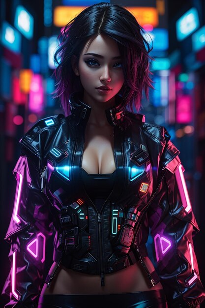 chica cyberpunk hermosa armadura completa de 3030