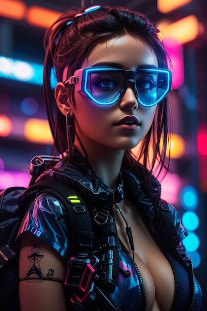 Foto chica cyberpunk hermosa armadura completa de 3030