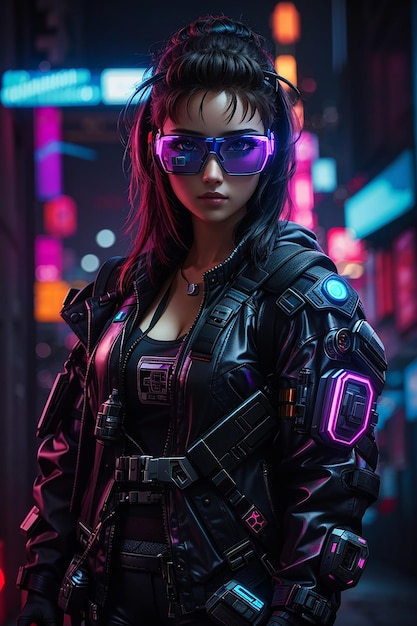 chica cyberpunk hermosa armadura completa de 3030