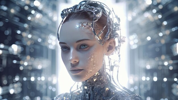 Chica cyborg IA generativa