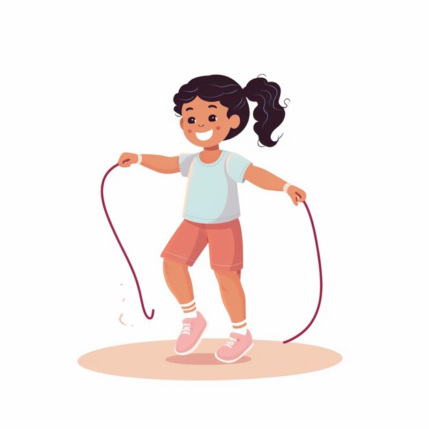 Foto chica de dibujos animados jugando con una cuerda generativa ai