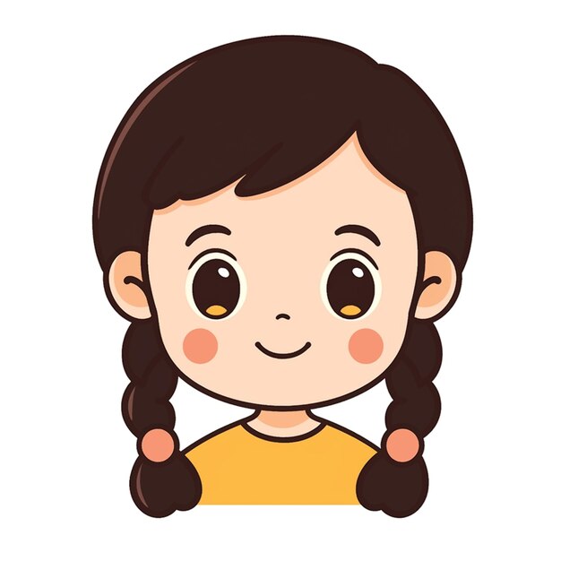 una chica de dibujos animados con trenzas y una camisa amarilla generativa ai