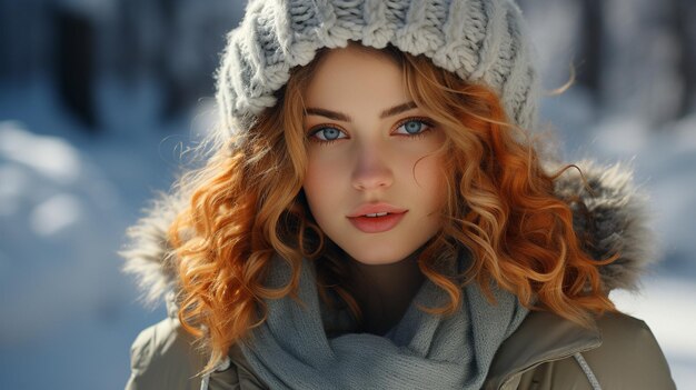 Una chica encantadora en el invierno