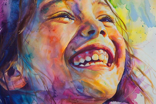 Una chica está sonriendo en una pintura