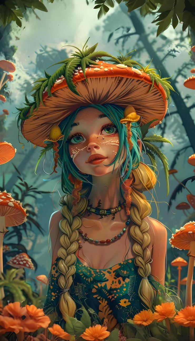 Chica de estilo anime con concepto de naturaleza