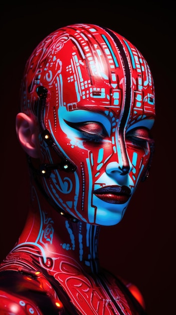 chica con expresiones faciales como un robot