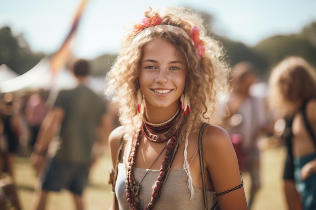 Una chica en el festival.