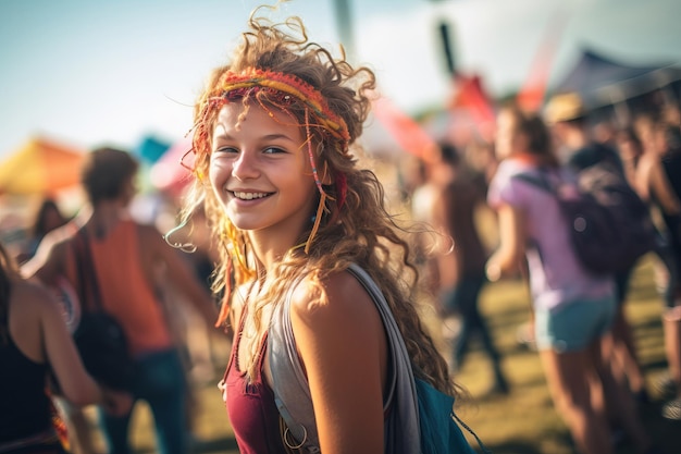 Una chica en el festival