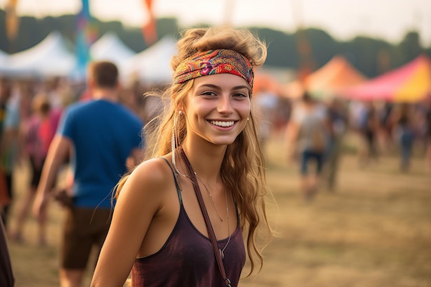 Una chica en el festival