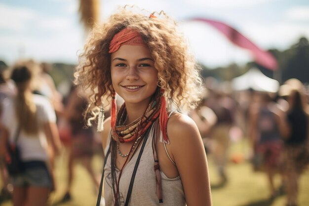 Una chica en el festival