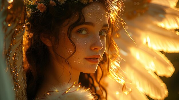 una chica con una flor en el cabello