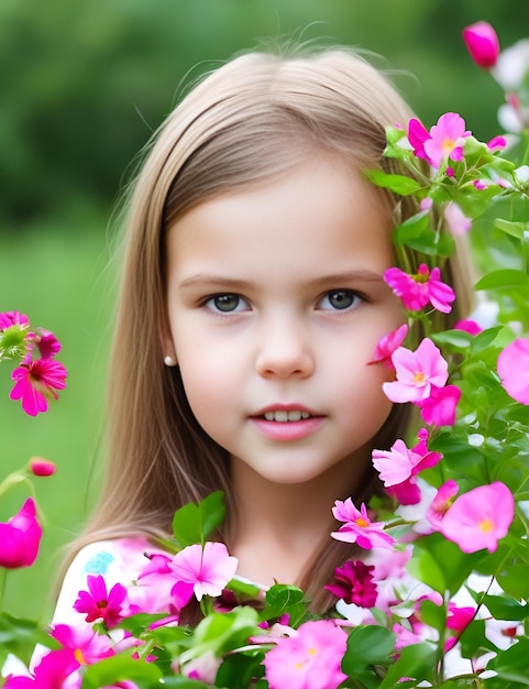 chica con flores