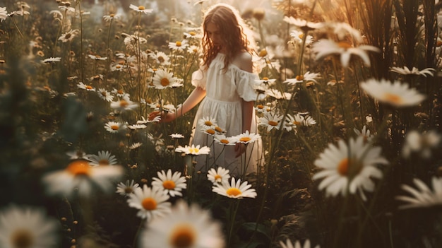 Chica con flores