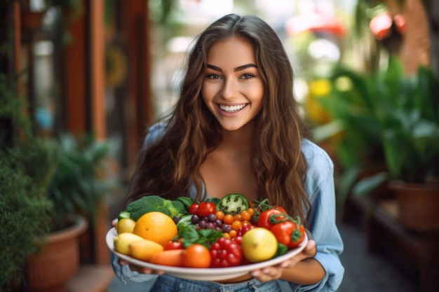 Chica en forma sosteniendo una dieta saludable