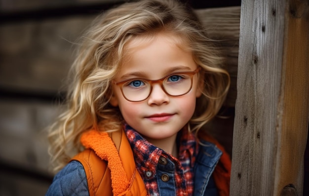 Una chica con gafas y una camisa a cuadros.