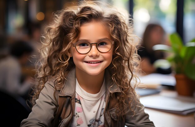 Una chica con gafas y una camisa