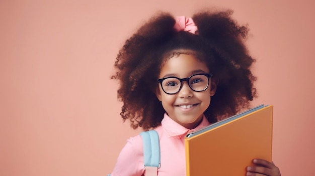 Una chica con gafas leyendo un libro.