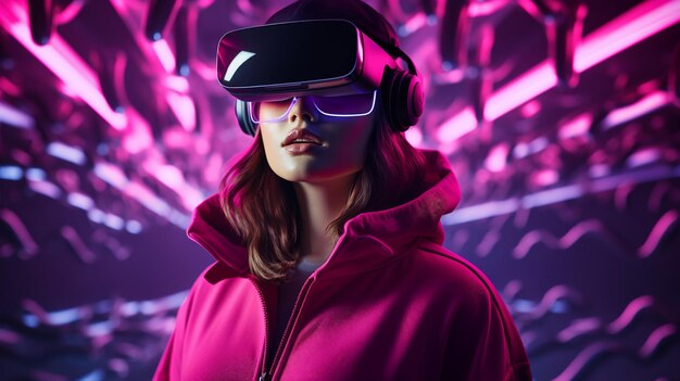 Chica con gafas de realidad virtual