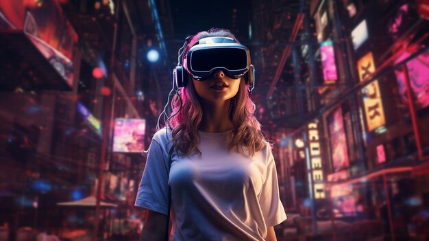 Chica con gafas de realidad virtual