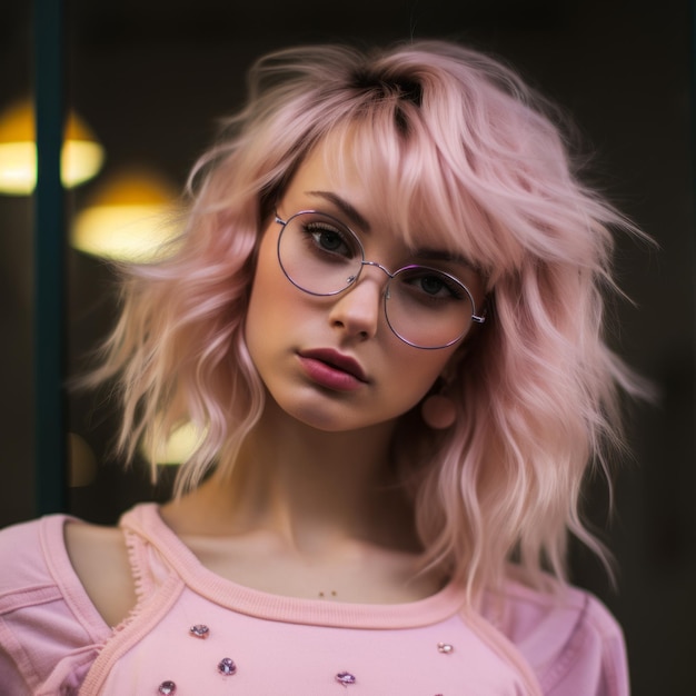 Chica con gafas rosas IA generativa