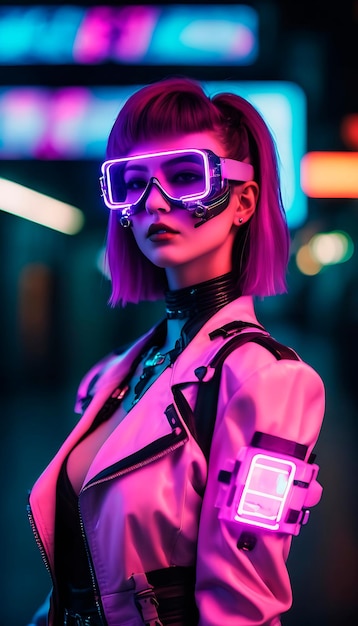 Foto la chica con las gafas steampunk más cyberpunk