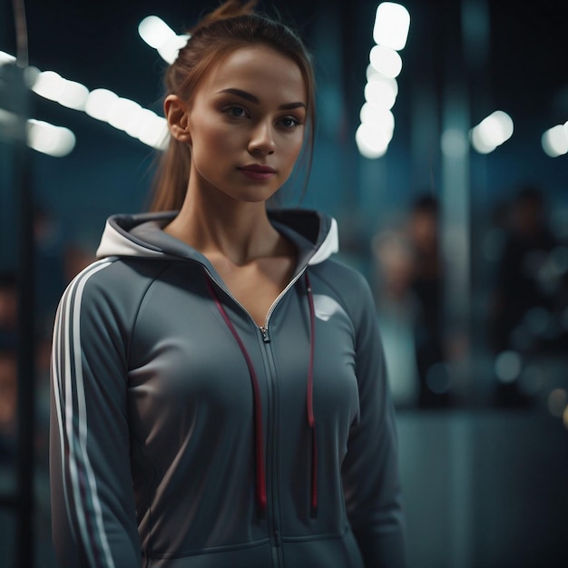 Una chica de gimnasio en traje de tac