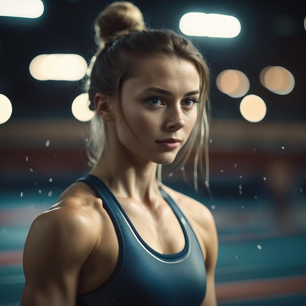 Una chica de gimnasio en traje de tac