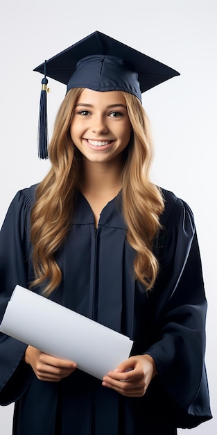 Una chica graduada con una graduación