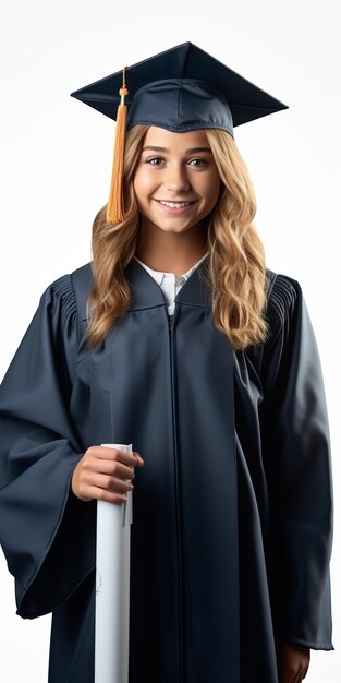 Una chica graduada con una graduación